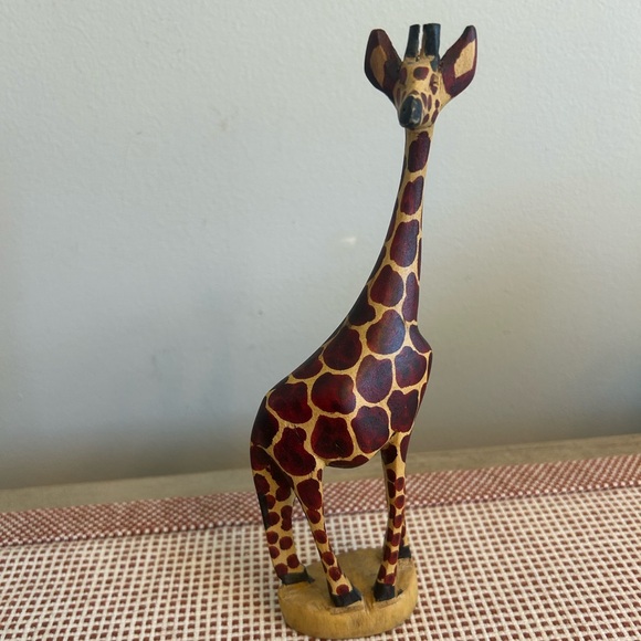 Other - Vintage Wooden Giraffe Statue Tall MCM Primitive Folk Art 8.25”